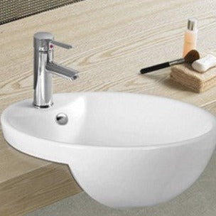 POSEIDON Round Semi - Recessed Ceramic Basin 430x430x160