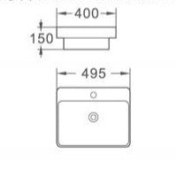 White Ceramic Rectangle POSEIDON Insert Basin (495x400x150)