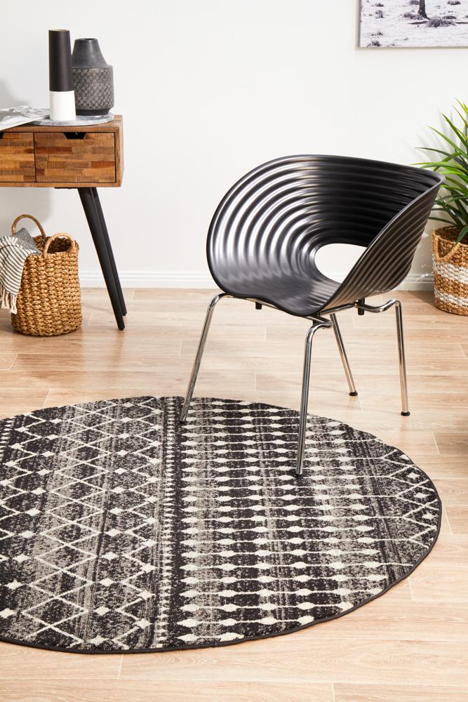 Hot! Evoke Black Transitional Round Rug - Simple & Stylish