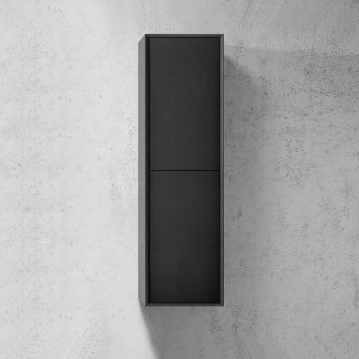 1200mm Matte Black Marlo Wall - Hung Tall Storage Cabinet
