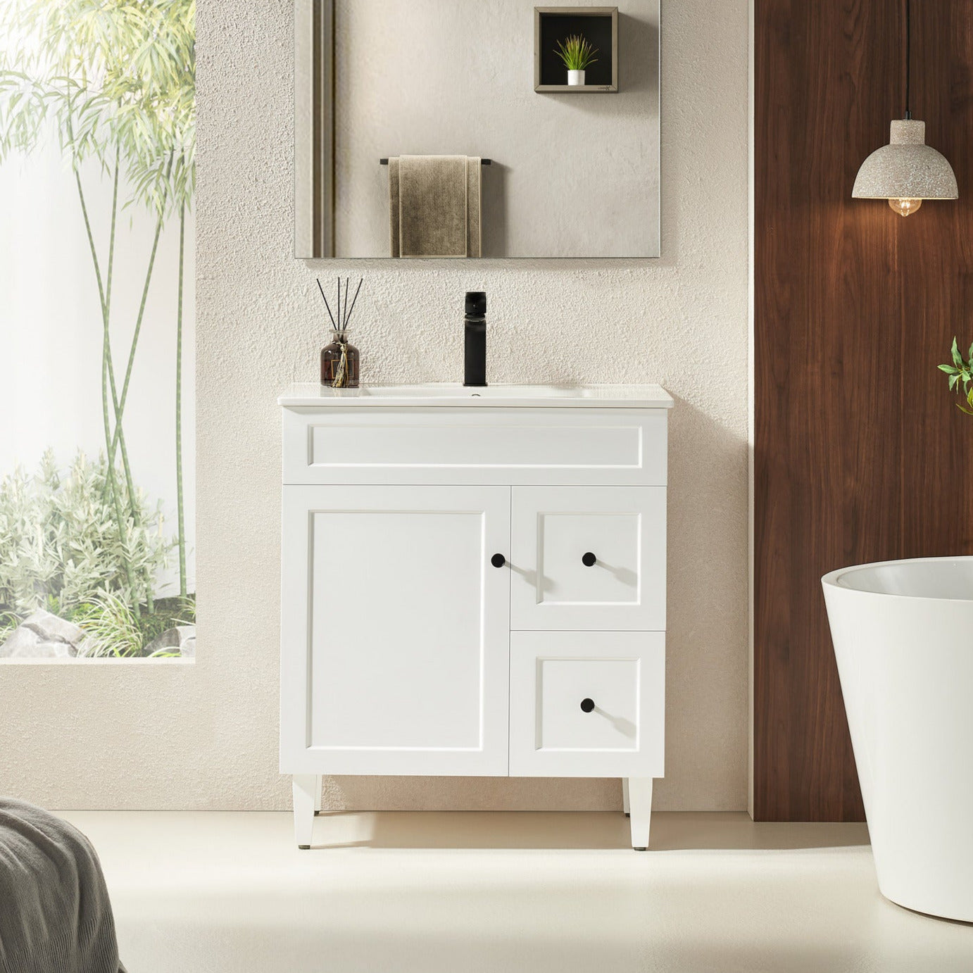 750mm Matte White Harrington PVC Freestanding Floor Cabinet Vanity