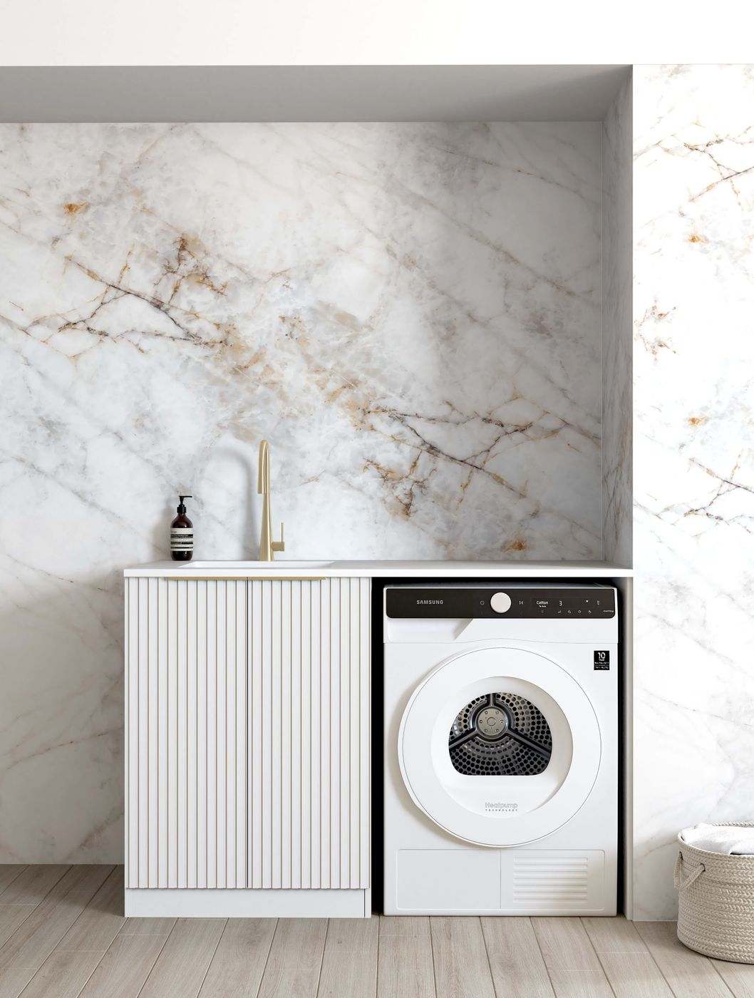Hot Deal! Noosa 1300x600x900mm Laundry Cabinet Set with Stone Top and Stainless Steel Sink