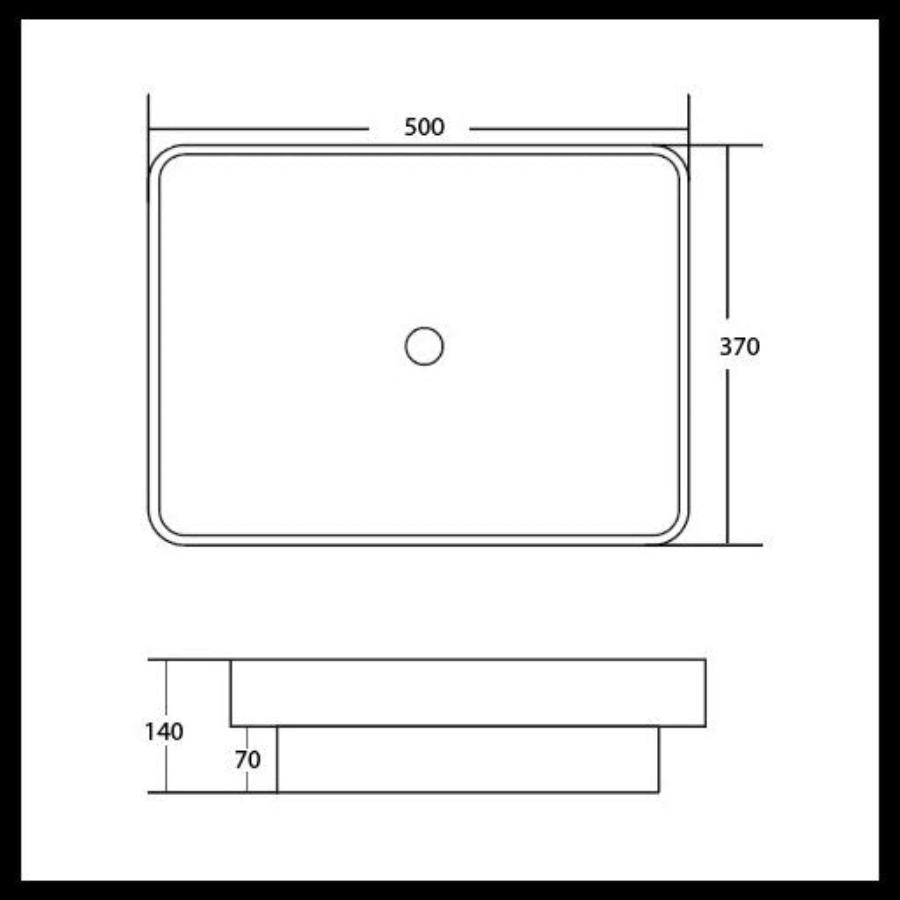 Logan Rectangle Soft Matt Black Ceramic Basin (500x370x140mm)