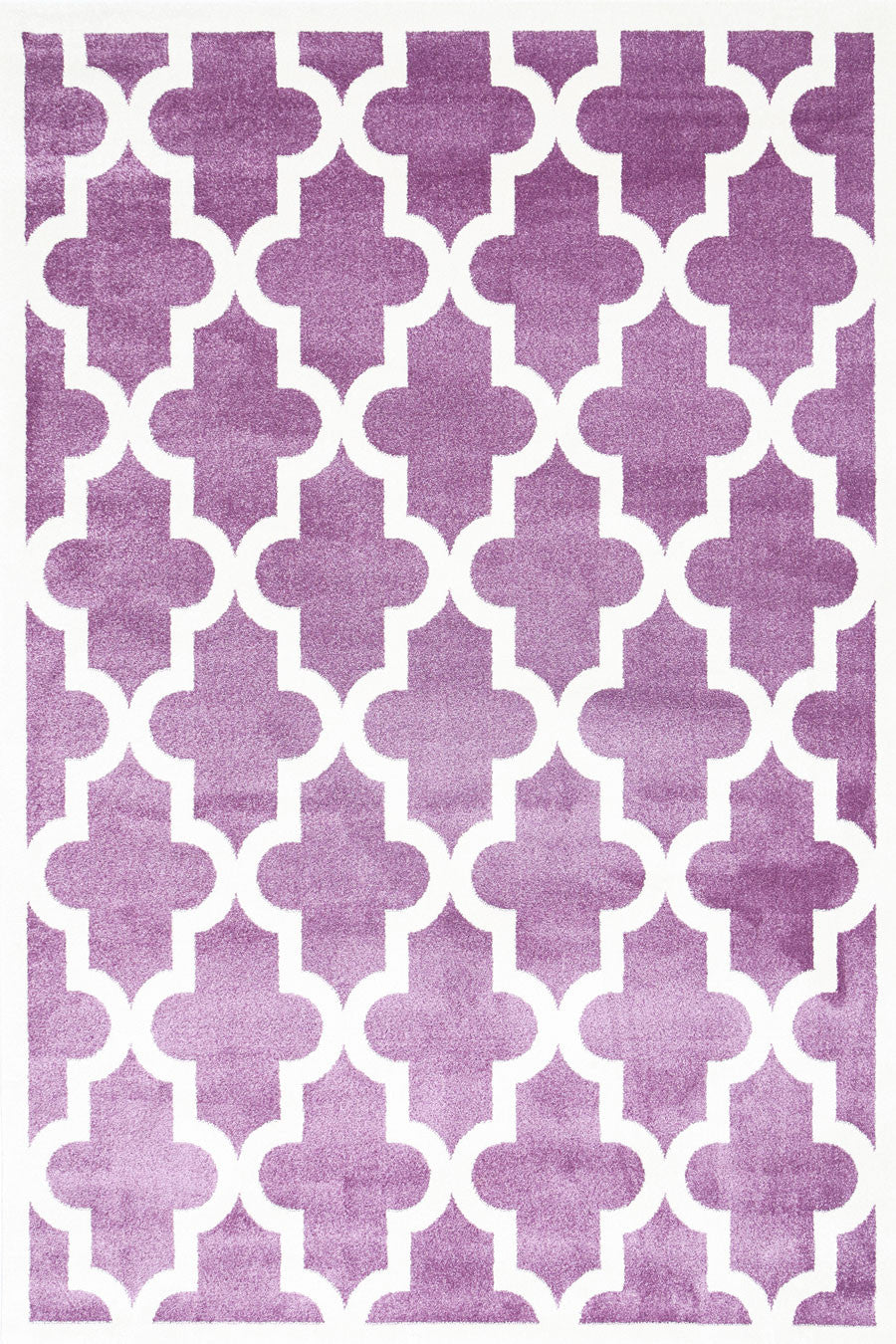 Kids Rug in Piccolo Style with Violet, Pink and White Lattice Pattern