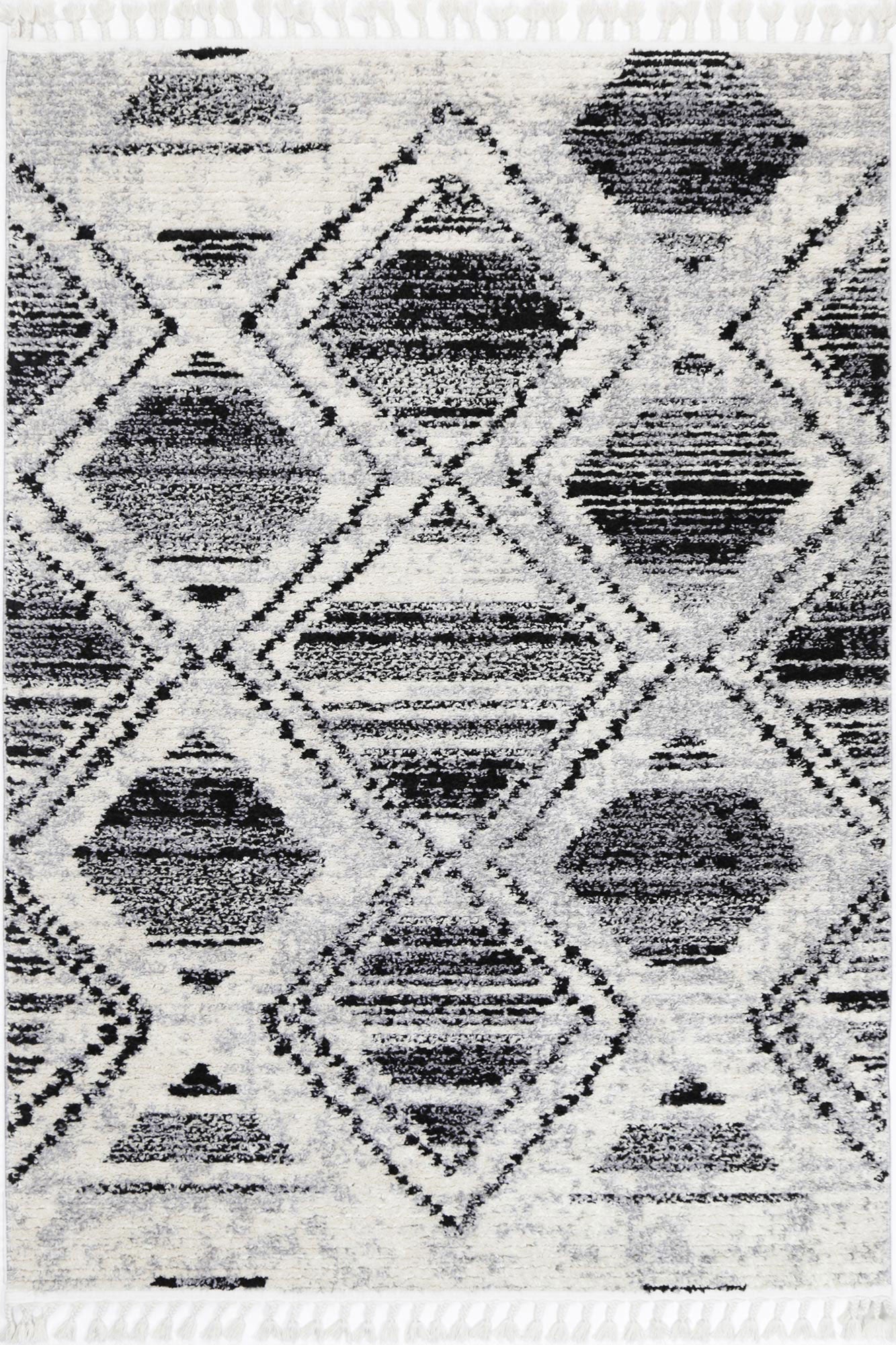 Myk Black & White Diamond Rug - Durable and Easy to Clean
