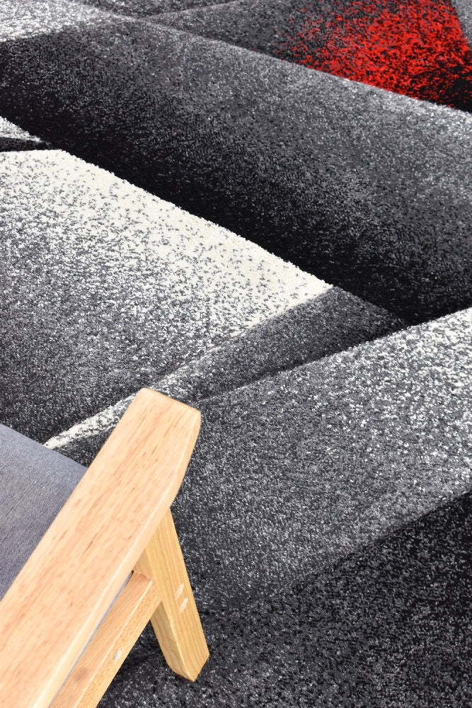 Hot Sale! Novus 54B Grey and Red Contemporary Machine - Woven Rugs