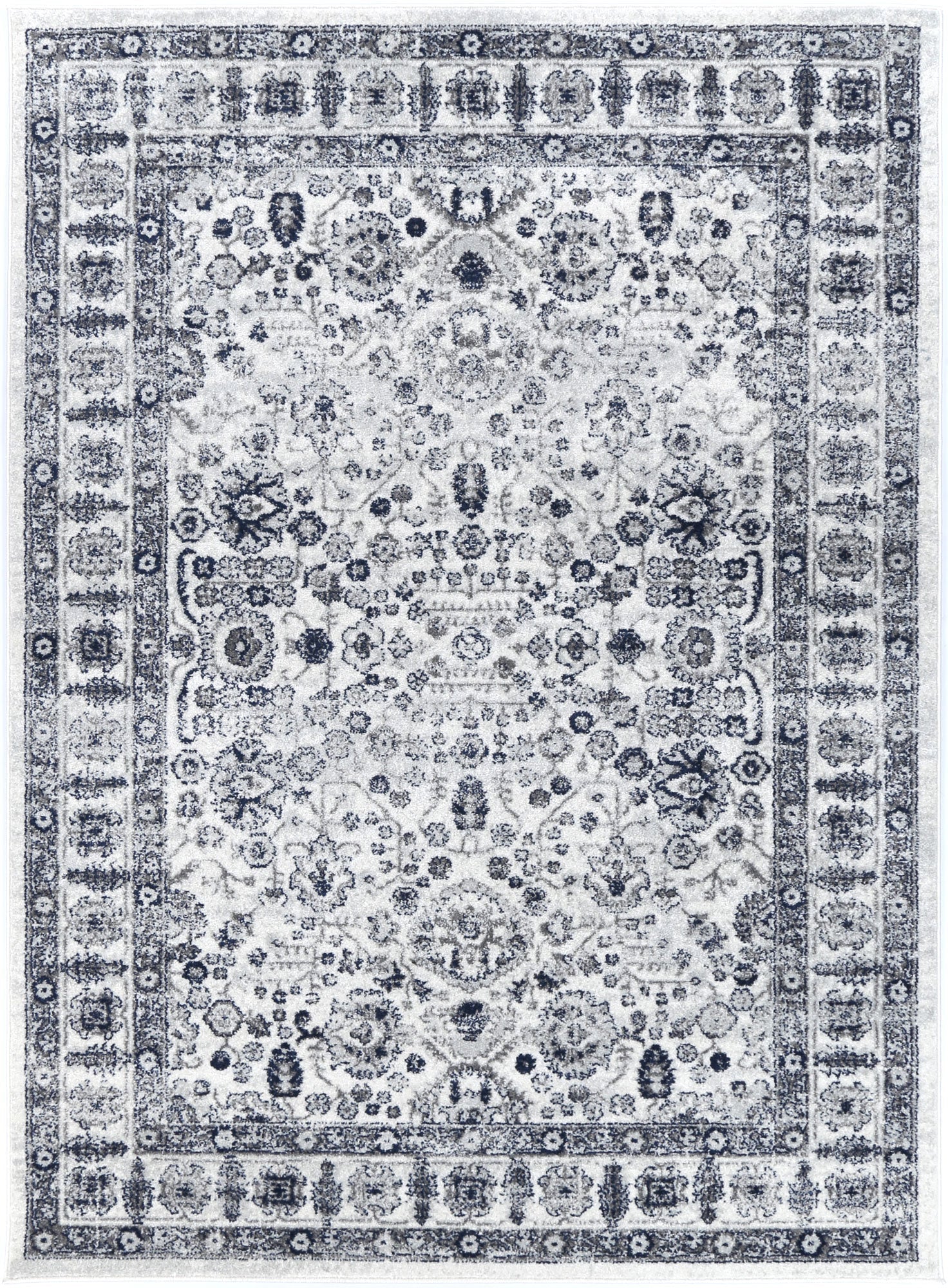 Exclusive Offer! Navy Cream Traditional Style Ligures Area Rug for Your Home