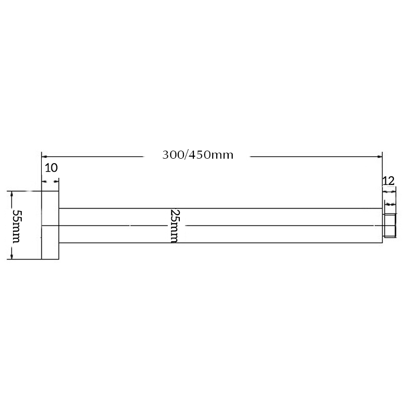 Upgrade Your Shower with Stylish Chrome Mica Ceiling Arm in 300mm or 450mm Length