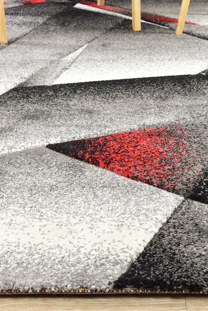 Hot Sale! Novus 54B Grey and Red Contemporary Machine - Woven Rugs