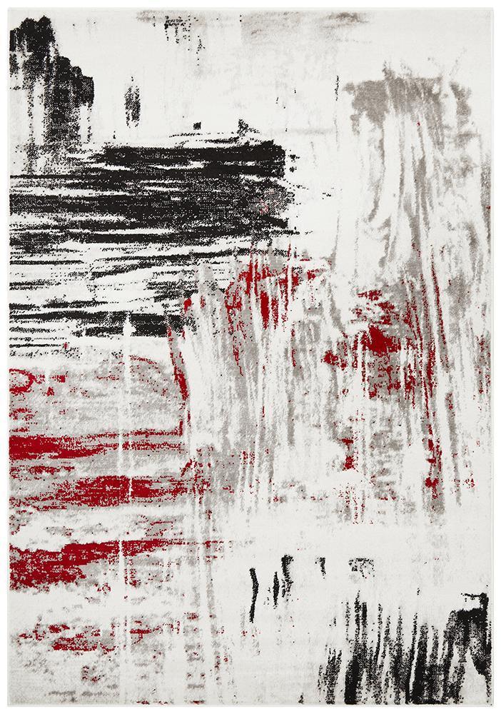 Hot! Lydia Abstract Red Black White Grey Rug