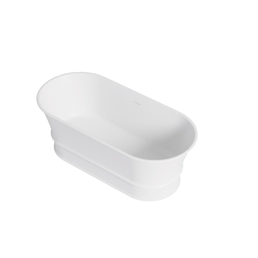 1500mm Matte White Harrington Solid Surface Stone Oval Free - Standing Bathtub