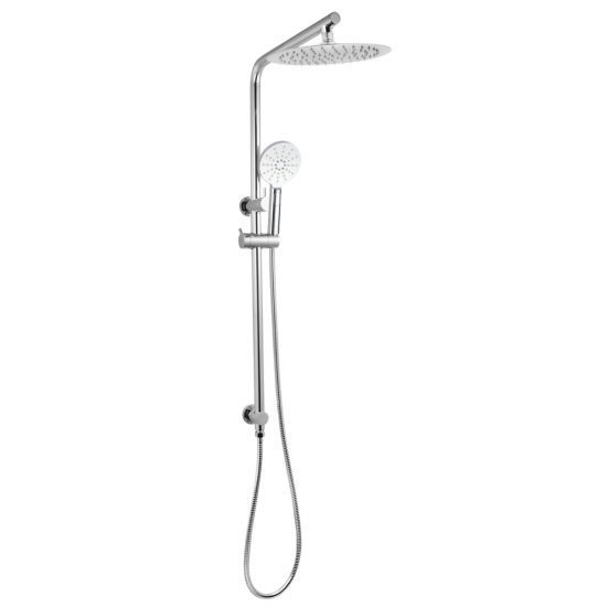10-Inch Chrome Right-Angle Round Top Inlet AQU Shower Station