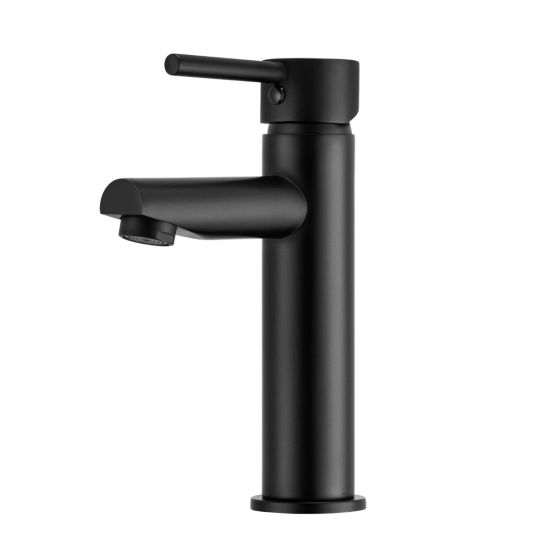 LUCID PIN Round Black Tall Basin Mixer - Ideal for Modern Bathrooms