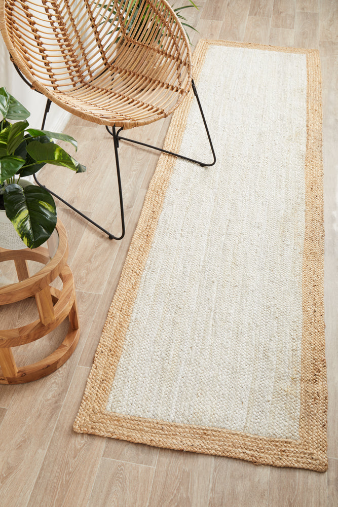 Exclusive Noosa 333 White Natural Jute Runner Rug