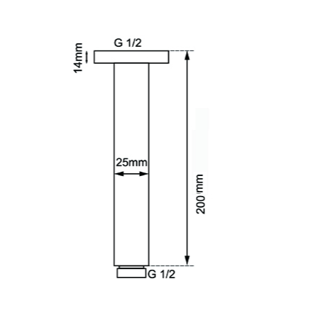 AQU Gunmetal Ceiling Shower Arm - 200mm, Ideal for Australian Bathrooms with 10-Year Warranty