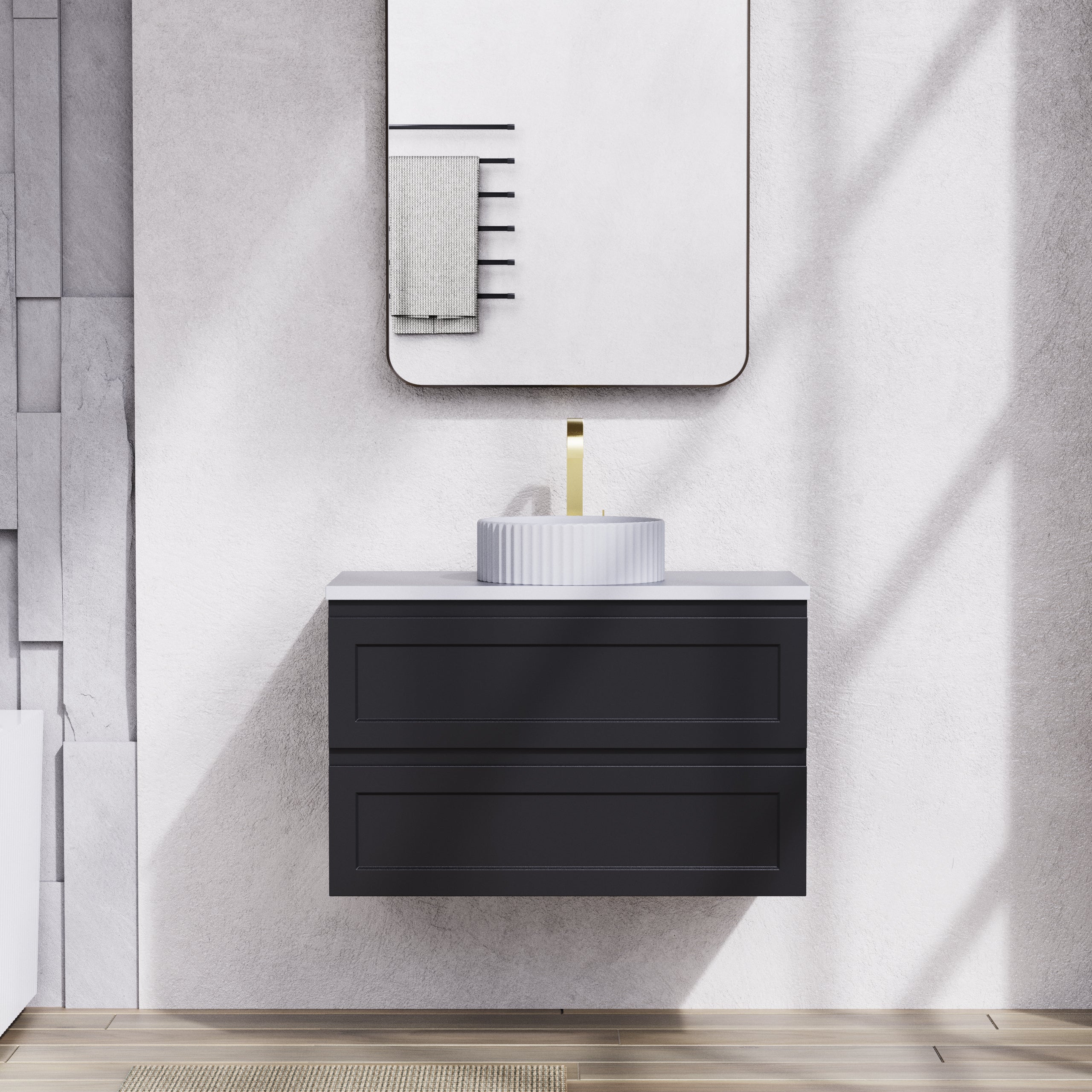 900mm Matte Black Fremantle Premium PVC Wall Hung Vanity Cabinet - A Stylish Bathroom Essential