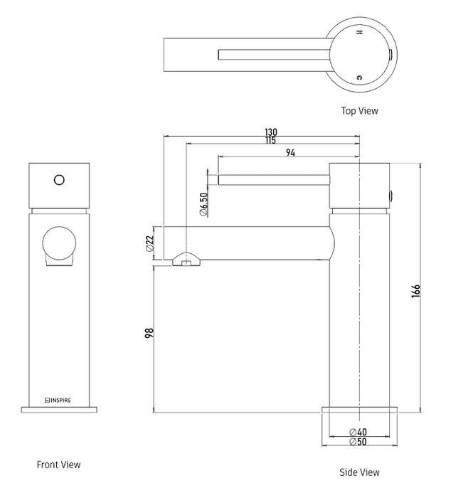 750X460mm Moonlight Rectangle Solid Surface Wall - Hung Basin with Optional Mixer & Bottle Trap