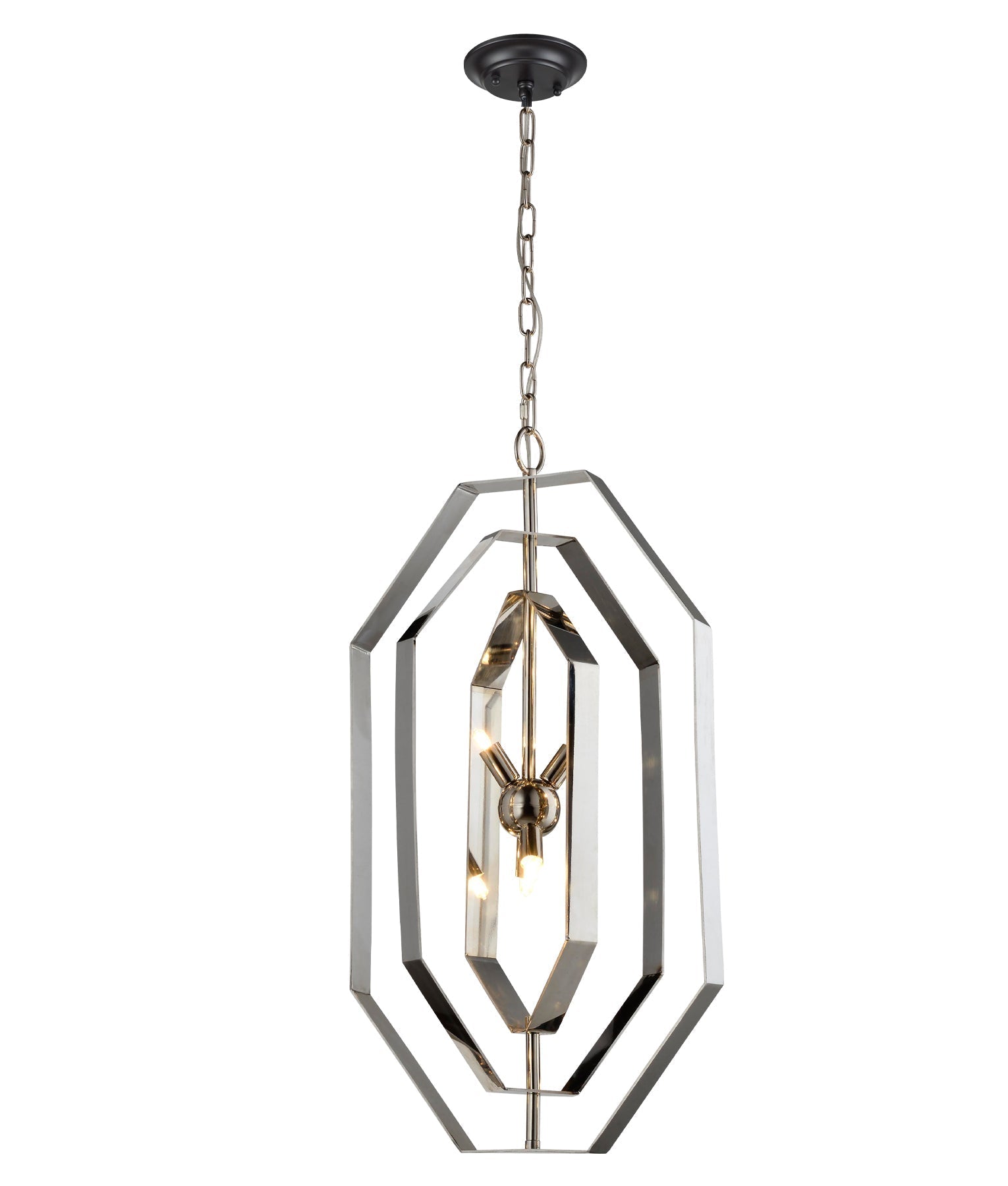 ORBITA: Bohemian-Style Polished Nickel Hexagonal Interior Pendant Light