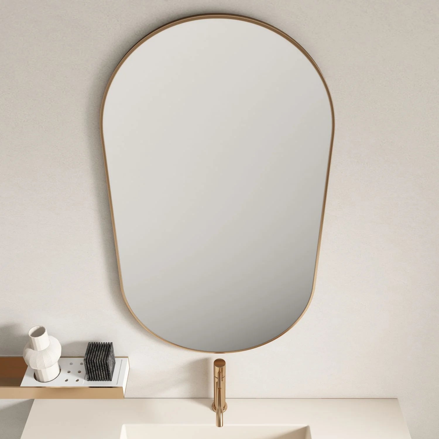 Exclusive Offer! 900x500mm Brushed Gold Aluminum Framed Oval Bathroom Mirror