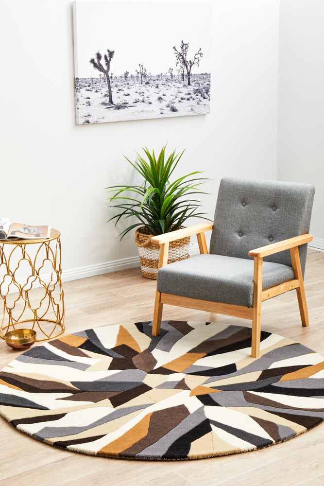 Exquisite Matrix 903 Pure Wool Fossil Round Hand - Tufted Rug