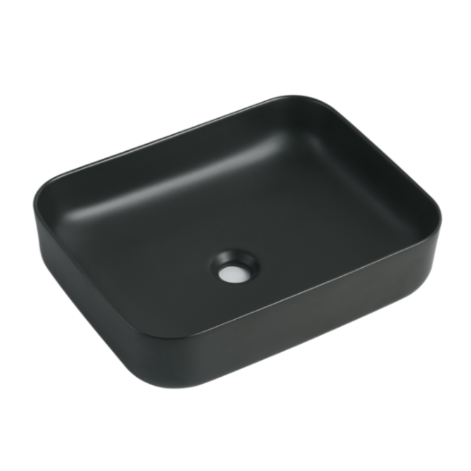 Hot Deal! POSEIDON Rectangle Matte Black Ceramic Basin (500x390x130)