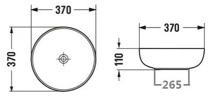 HOT SALE! Round POSEIDON Matte Black Ceramic Above-Counter Basin (370x370x110mm)