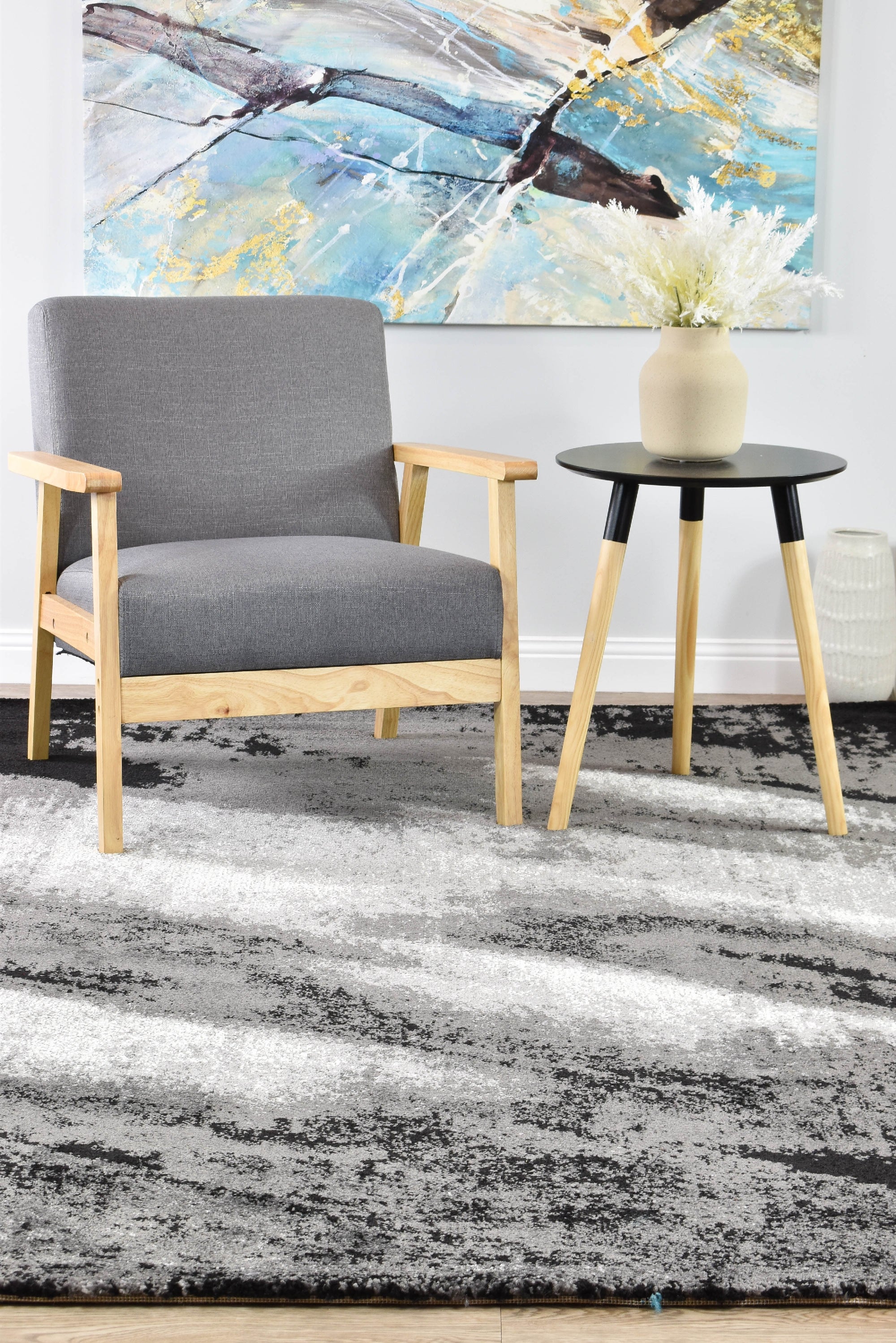Hot Sale! Novus 98A Machine-Woven Polypropylene Rug in Light and Dark Grey
