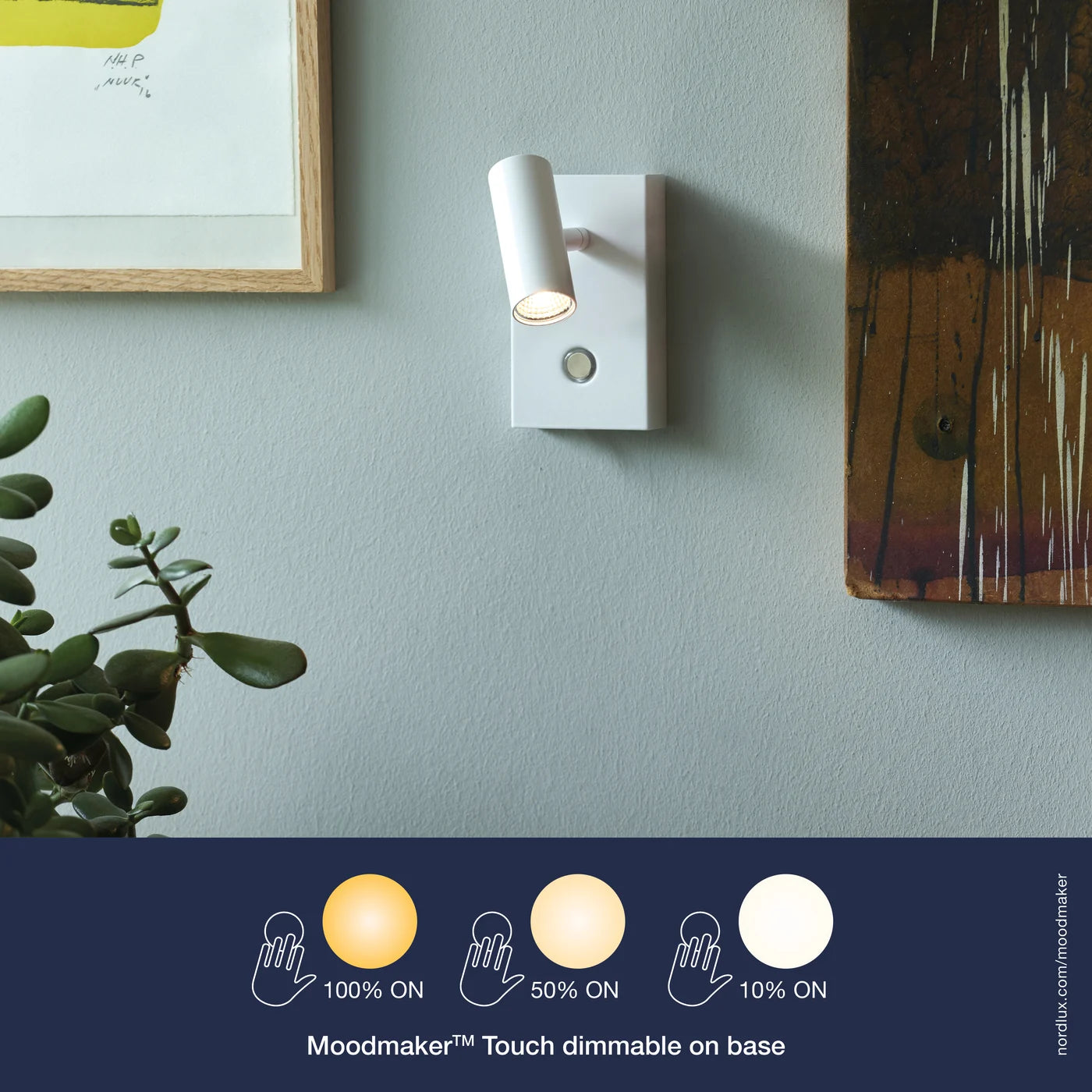 Nordlux Omari White Wall Light - Minimalist, Streamlined & Dimmable, 5-Year LED Guarantee