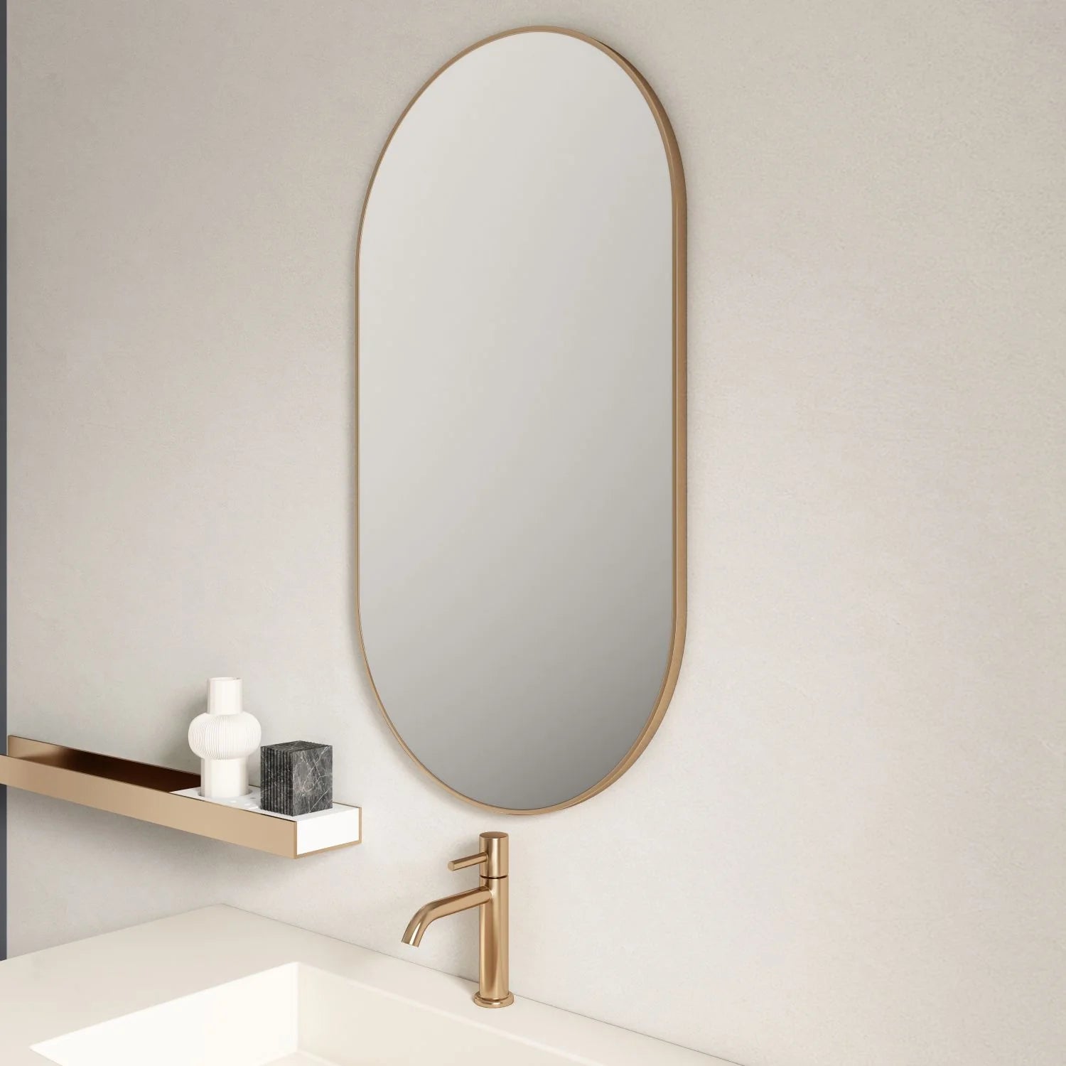 Exclusive Offer! 900x500mm Brushed Gold Aluminum Framed Oval Bathroom Mirror