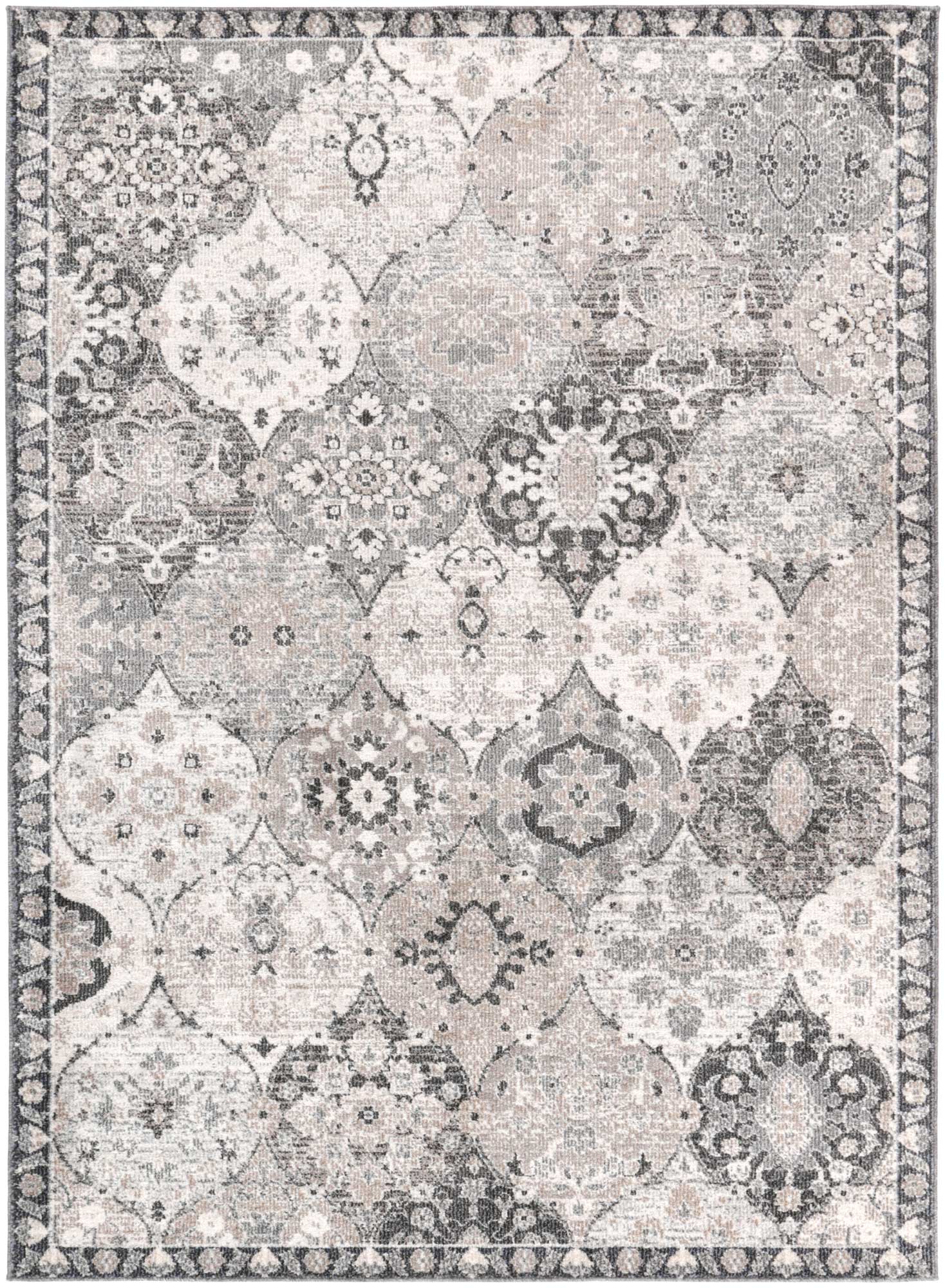 Exclusive Ezra Grey Lantern Polyester Rug with Oriental Patterns - Great Choice for Your Living Space