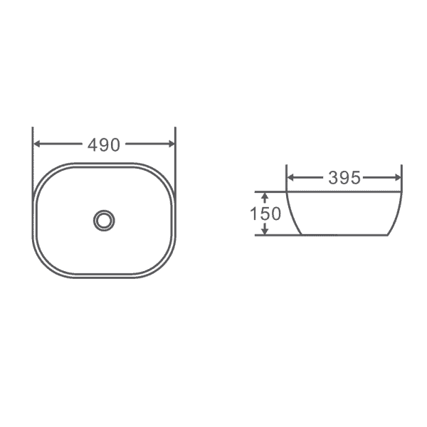 Evea Modern Classic Above - Counter Oval Basin (490x395x150mm) - Popular Choice