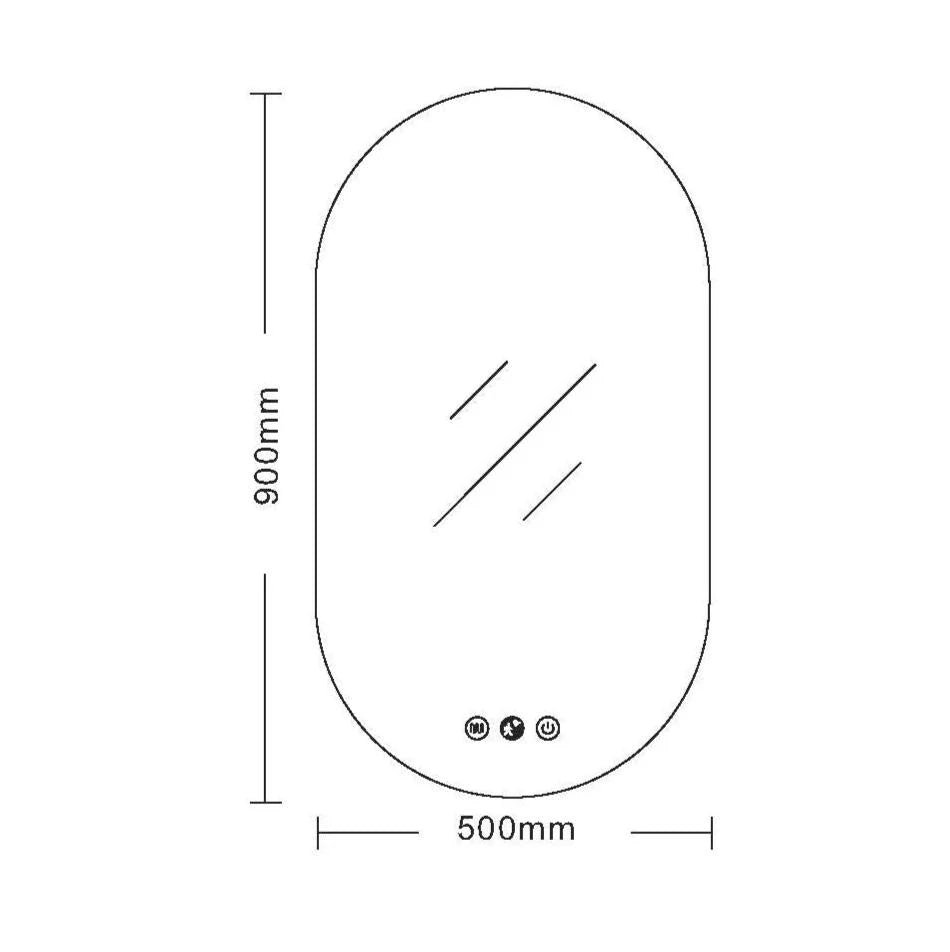 Hot Sale! Mercio Oval Frameless LED Bathroom Mirror, 500x900mm