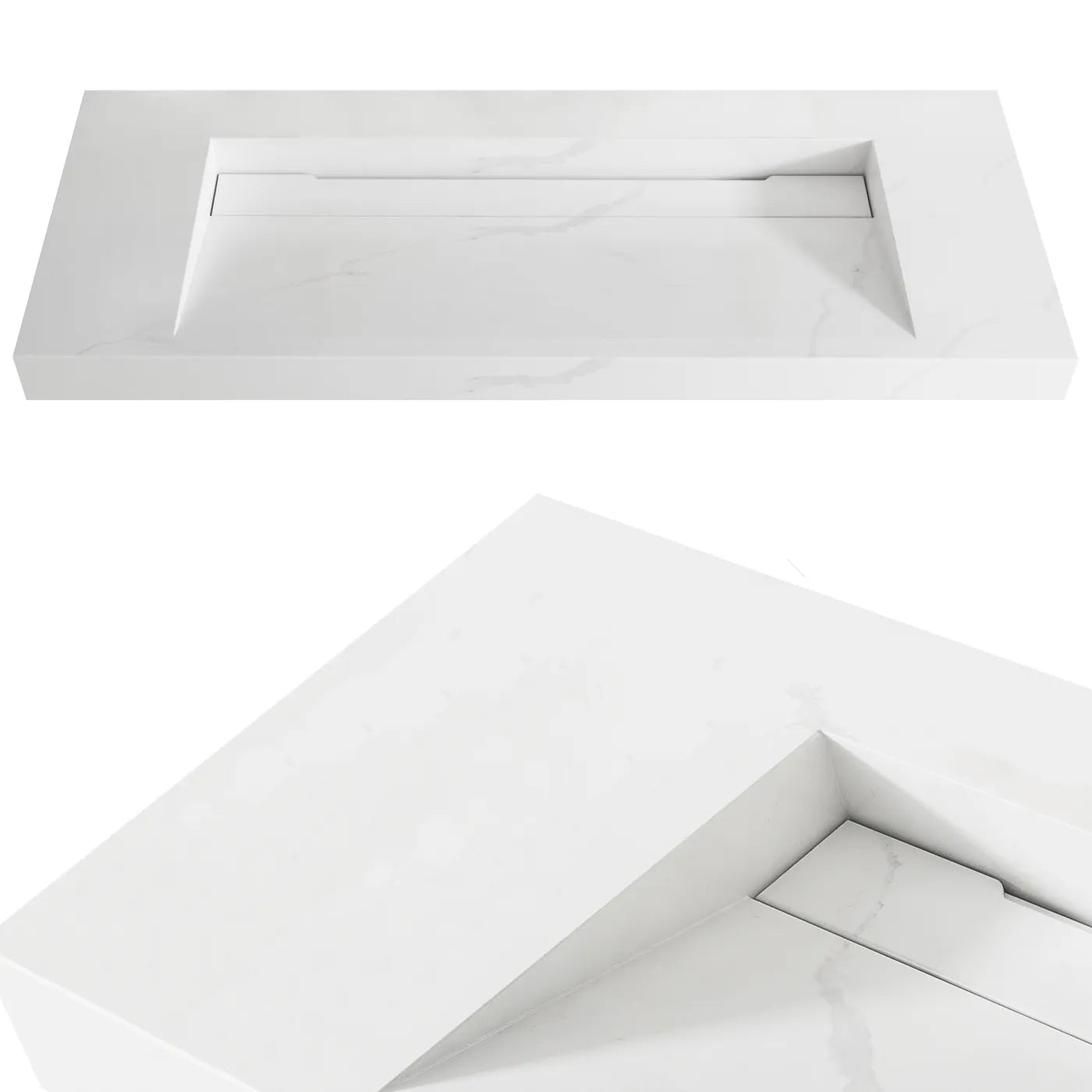 Hot Deal! Moonlight Solid Surface Rectangle Basin (1200x460x80) with Optional Mixer & Bottle Trap