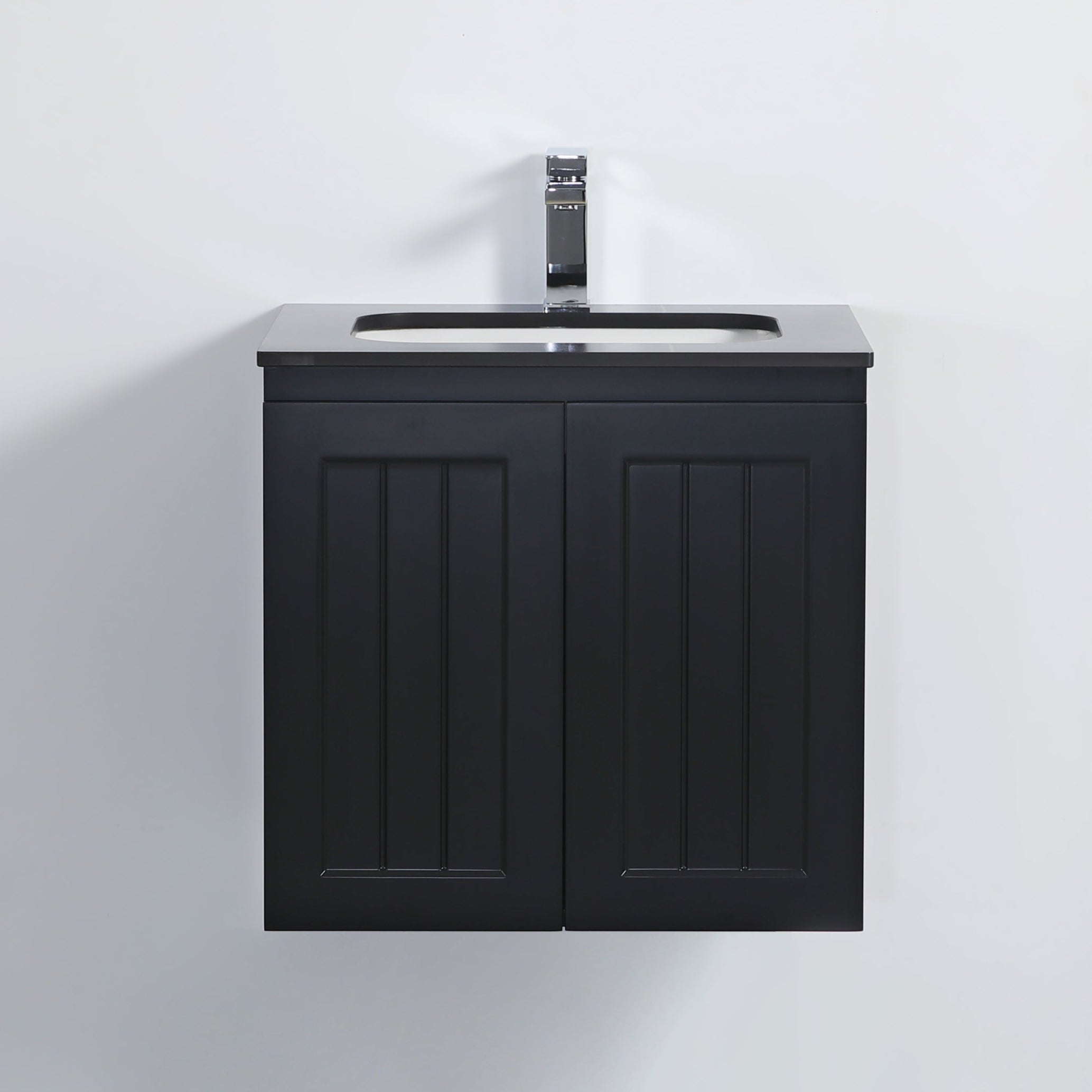 Hot Sale! ACACIA Shaker 600mm Matte Black PVC Wall Hung Vanity