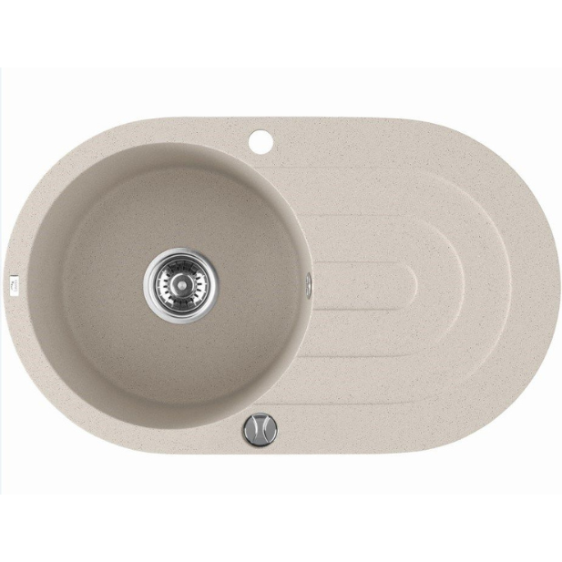 European-Made Beige Granite Single Bowl Sink with Drainer (470x780x204mm)