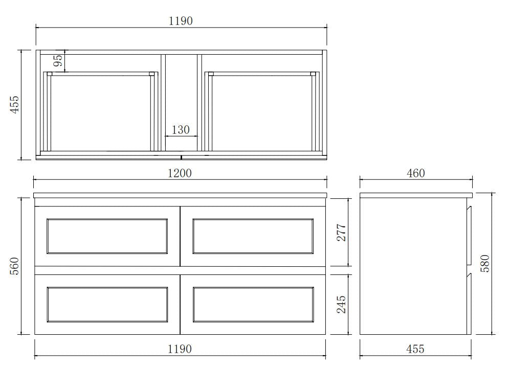1200mm Fremantle Wall - Hung PVC Vanity in Matte Grey (Single or Double Bowl)