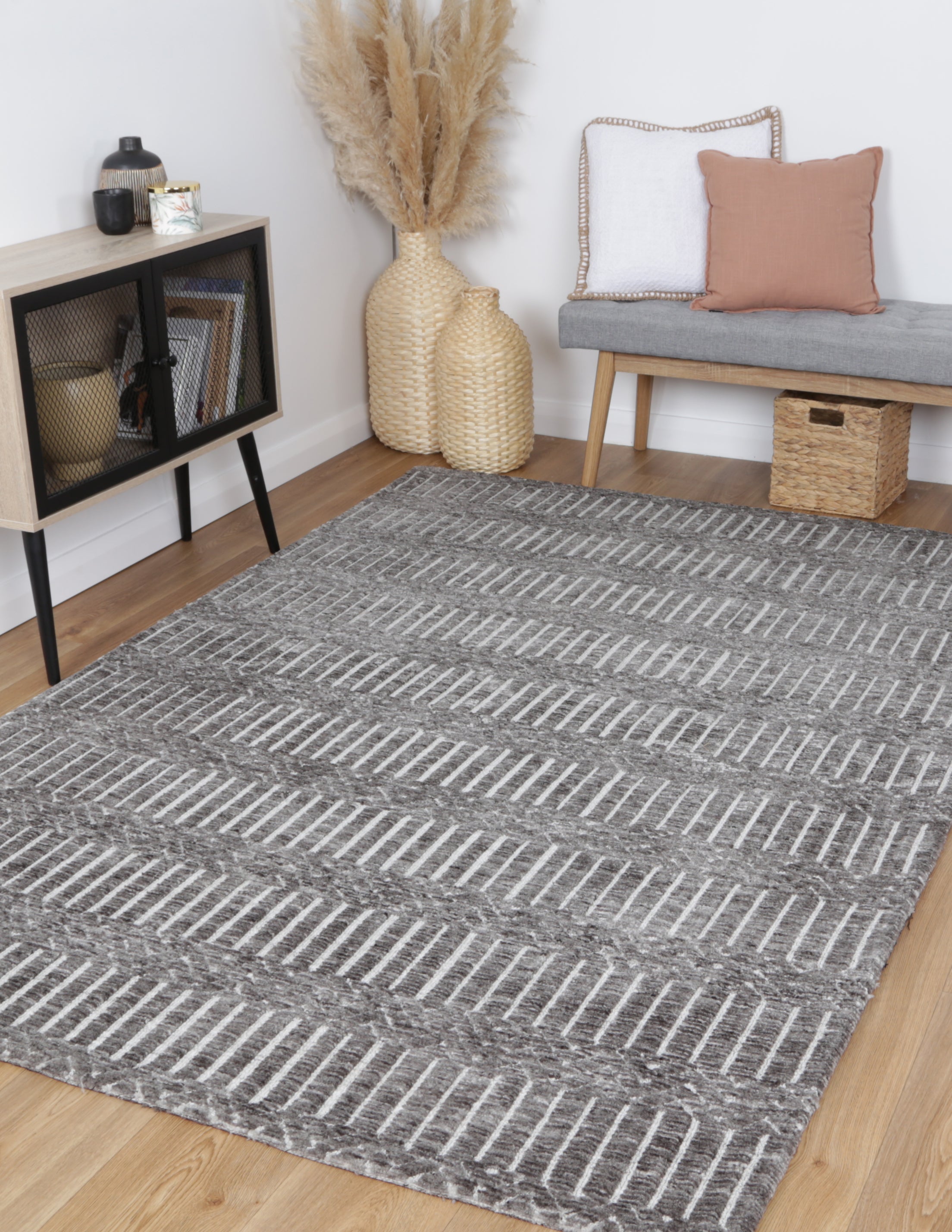 Hot Sale! Ambarsar Attari Rug in Grey Cotton Blend for Any Interior
