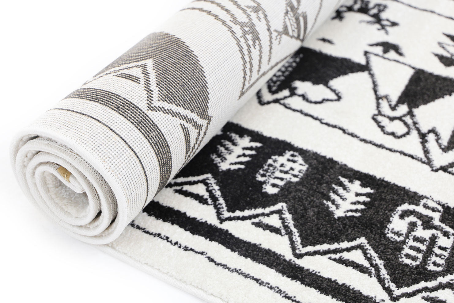 Piccolo Kids Black and White Camping Adventure Rug - Great for Play!