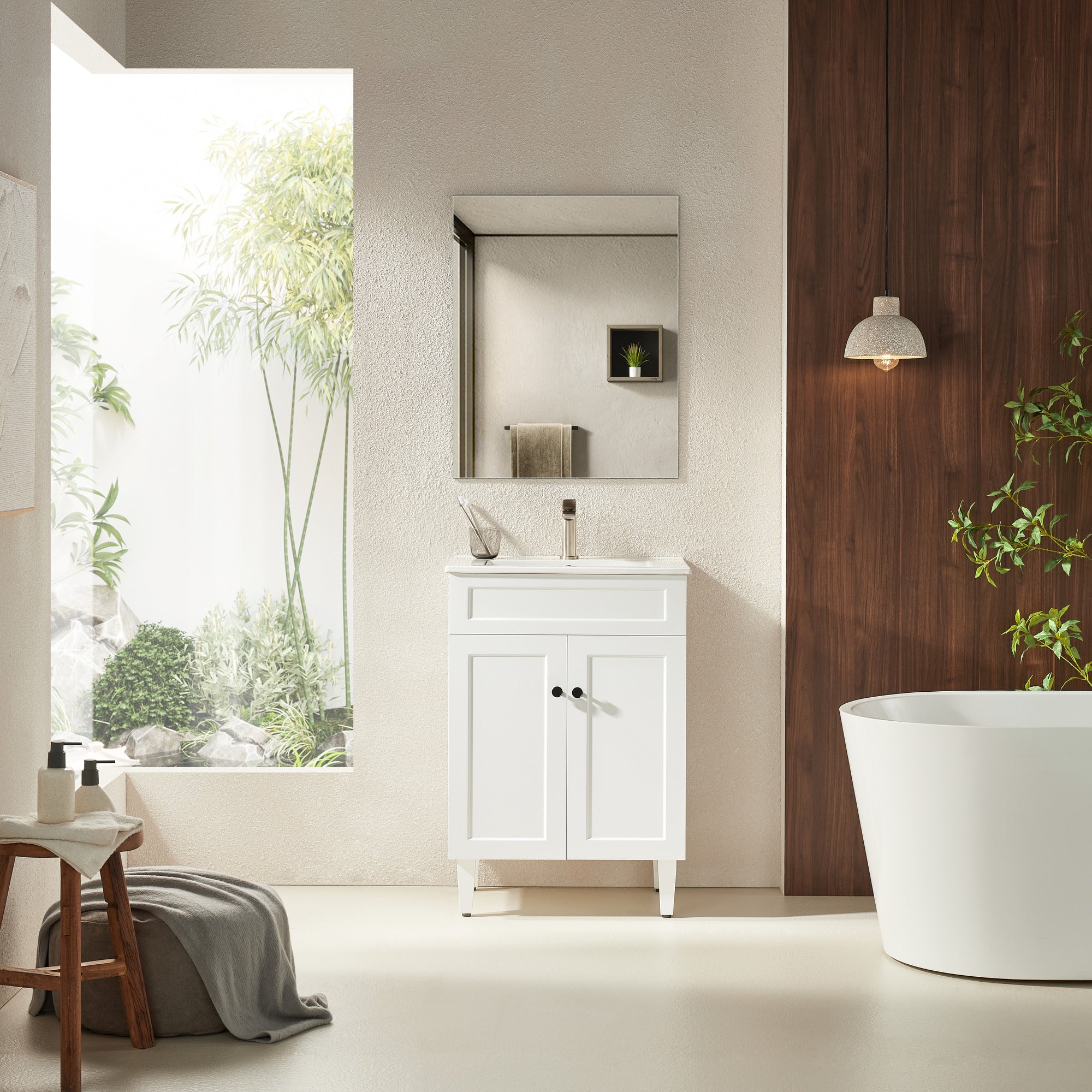 600mm Matte White Harrington PVC Floor - Standing Bathroom Vanity