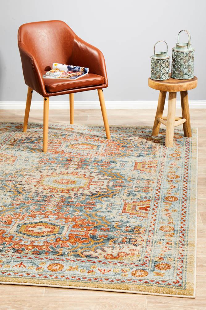 Legacy Blue Power - Loomed Polypropylene Rug with Floral Design