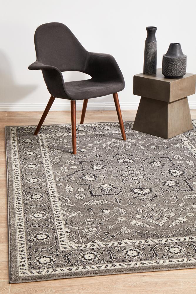 Stylish Evoke Stone Grey Transitional Heat - Set Polypropylene Rug