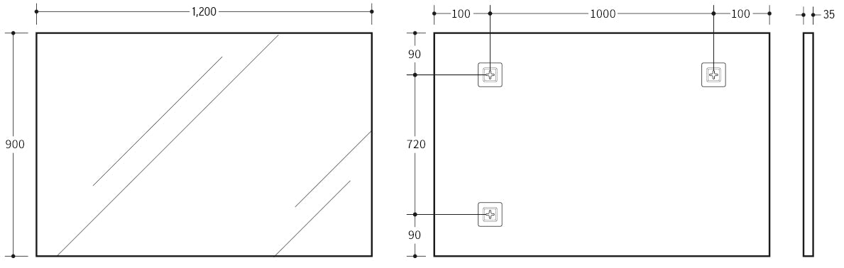 Matte Black Poseidon Rectangular Framed Mirror in Sizes 450mm - 1200mm