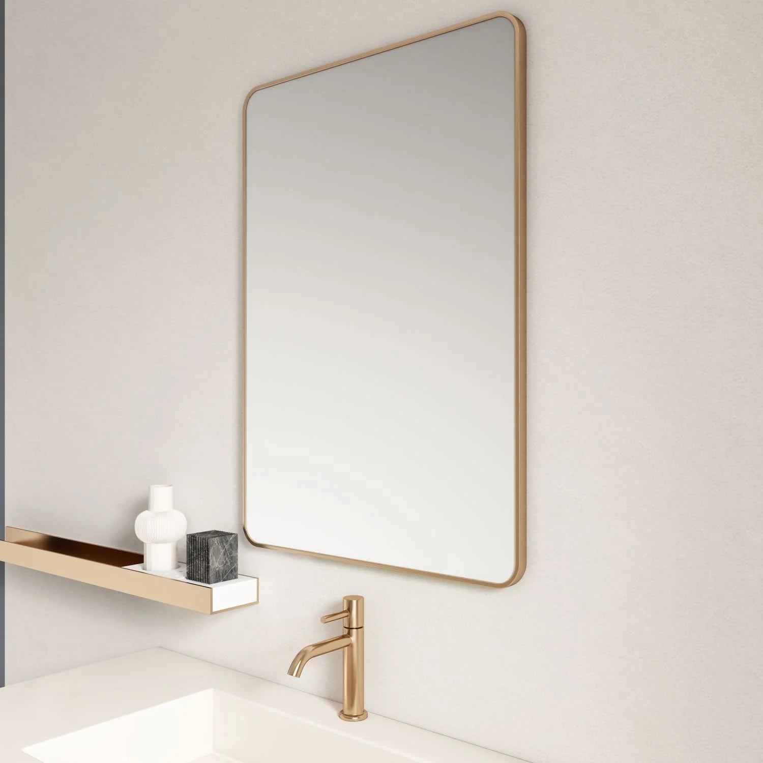 600x750mm Brushed Gold Aluminum Framed Elegant Rectangular Mirror