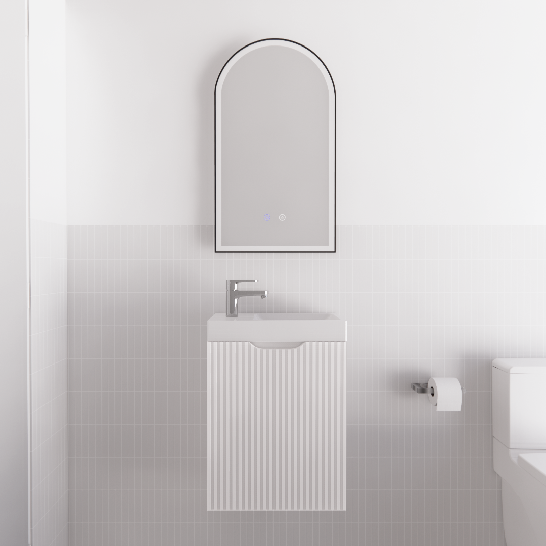 Matte White ABS Vienna Mini Wall - Hung Single - Bowl Vanity 450
