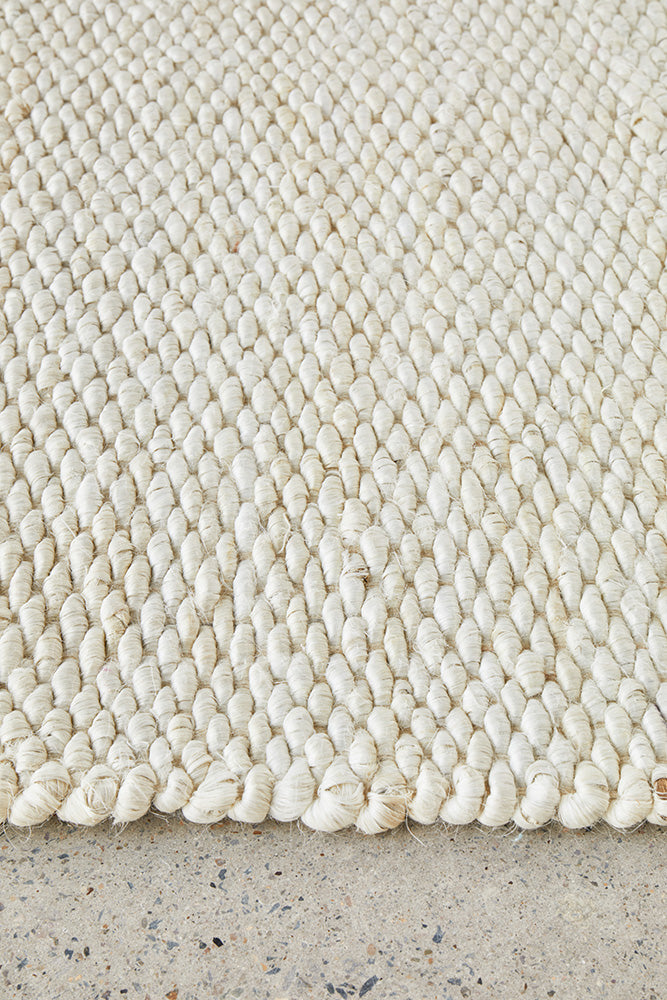 Eco-Friendly Handmade White Hive Pattern Jute Rug for Modern Homes