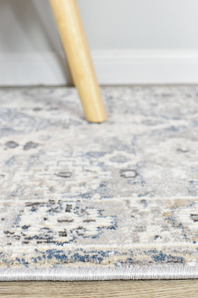Hot Deal! Medina Blue & Light Grey Runner Rug 0320C