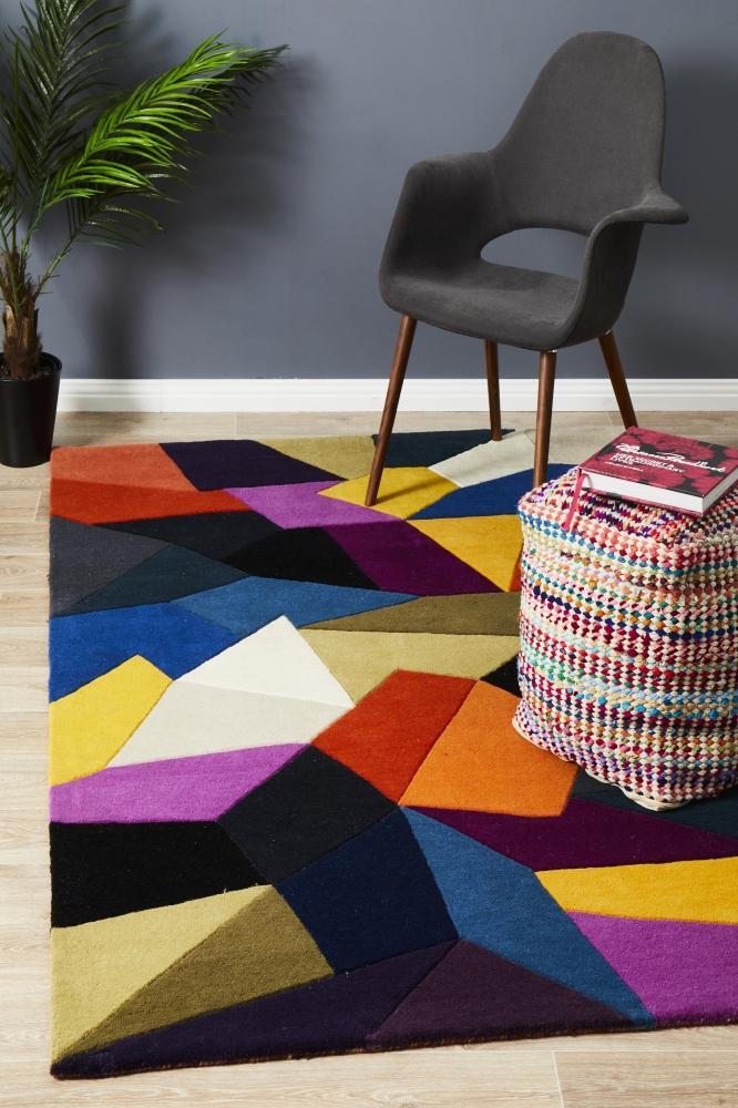 Exclusive Matrix Pure Wool 906 Crayon Rug with Geometric Design on Sale