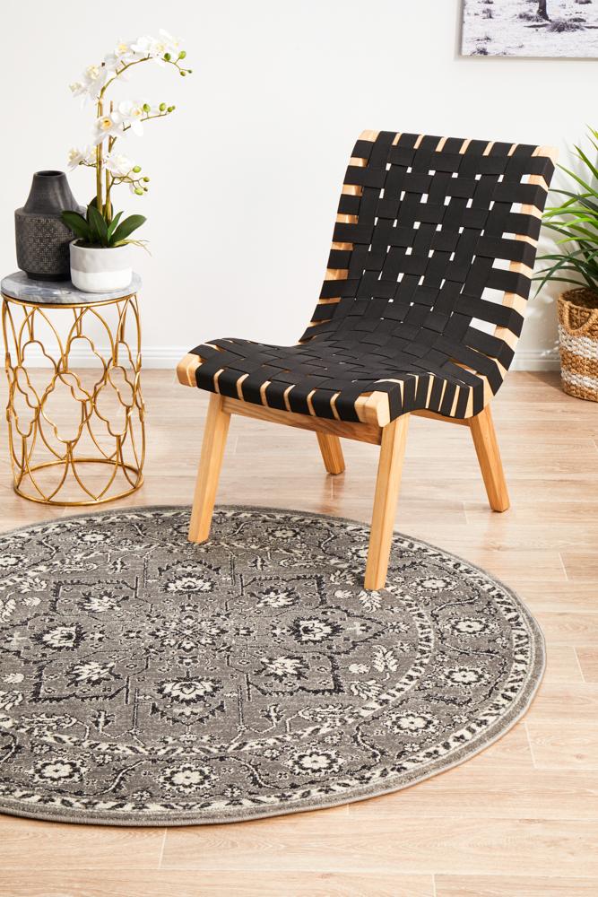Hot Deal! Evoke Stone Grey Transitional Round Rug