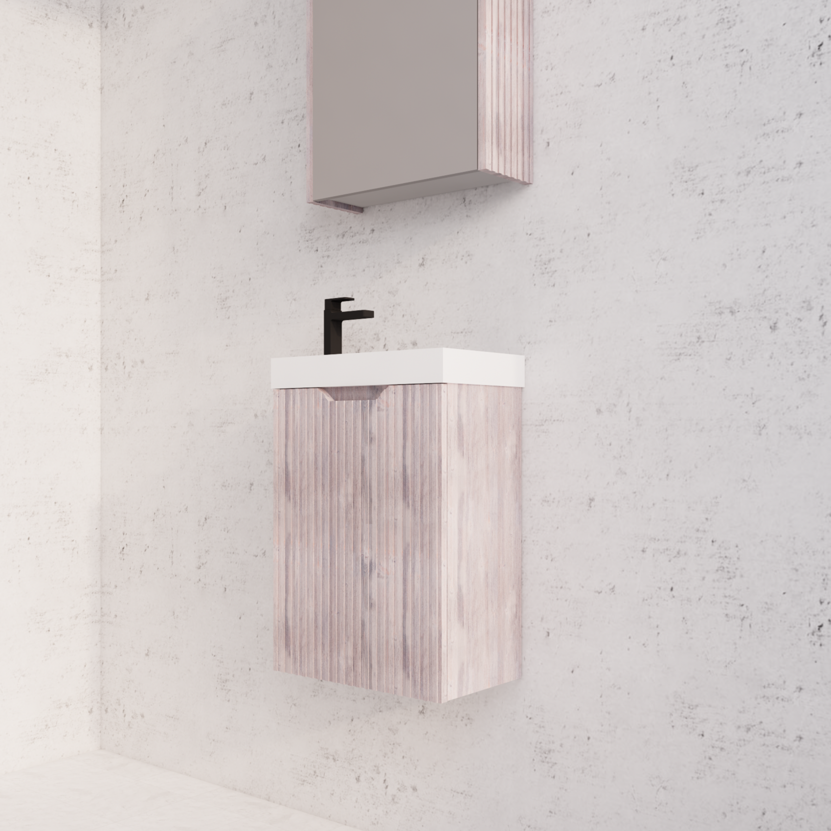 Promotional ABS Vienna 450mm Wall - Hung Single - Bowl Mini Vanity in White Oak for Small Bathrooms