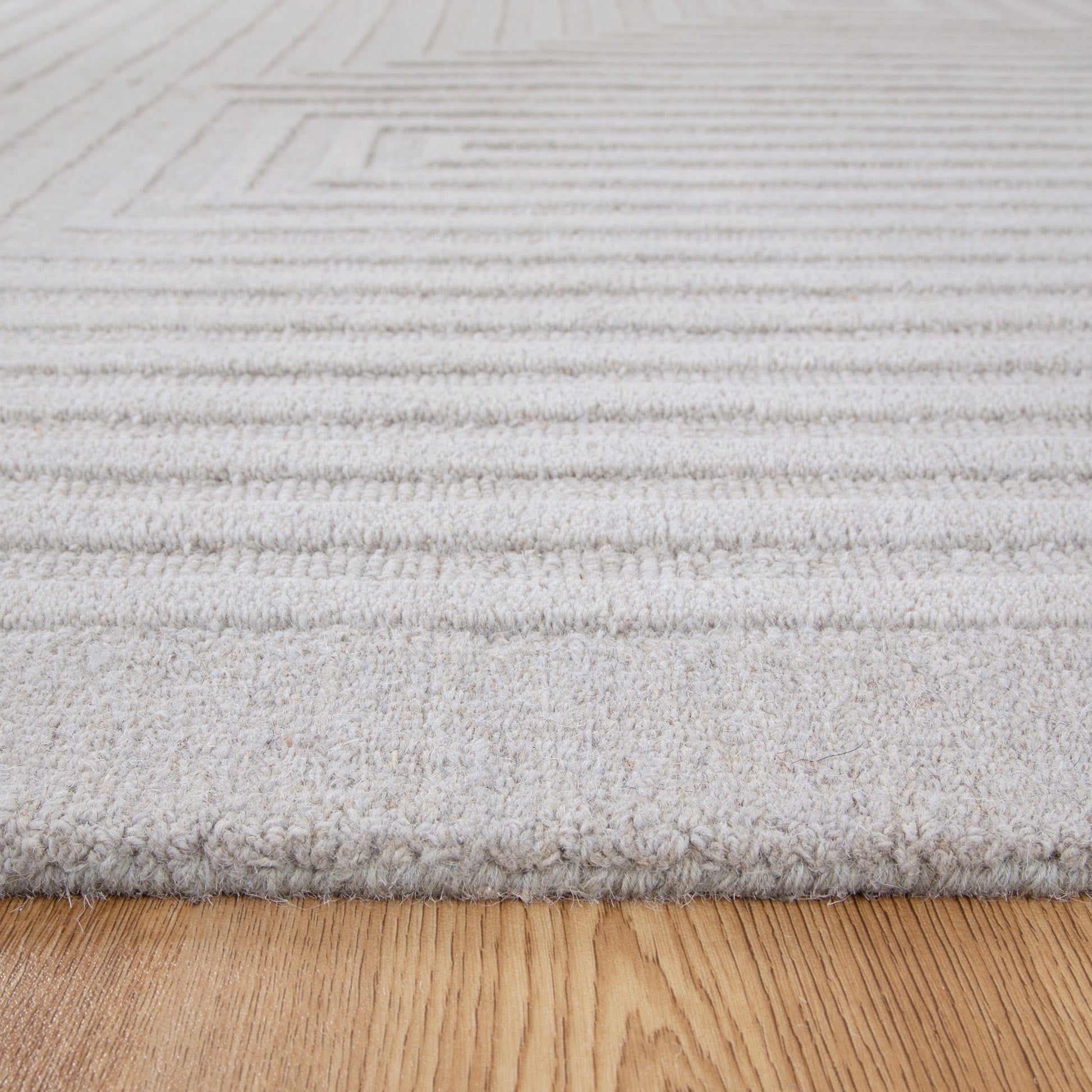 Les Nomades Felix Light Grey Wool Rug - Luxury Decor Deal